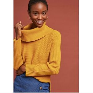 Anthropologie Moth Gold Yellow Ribbed 